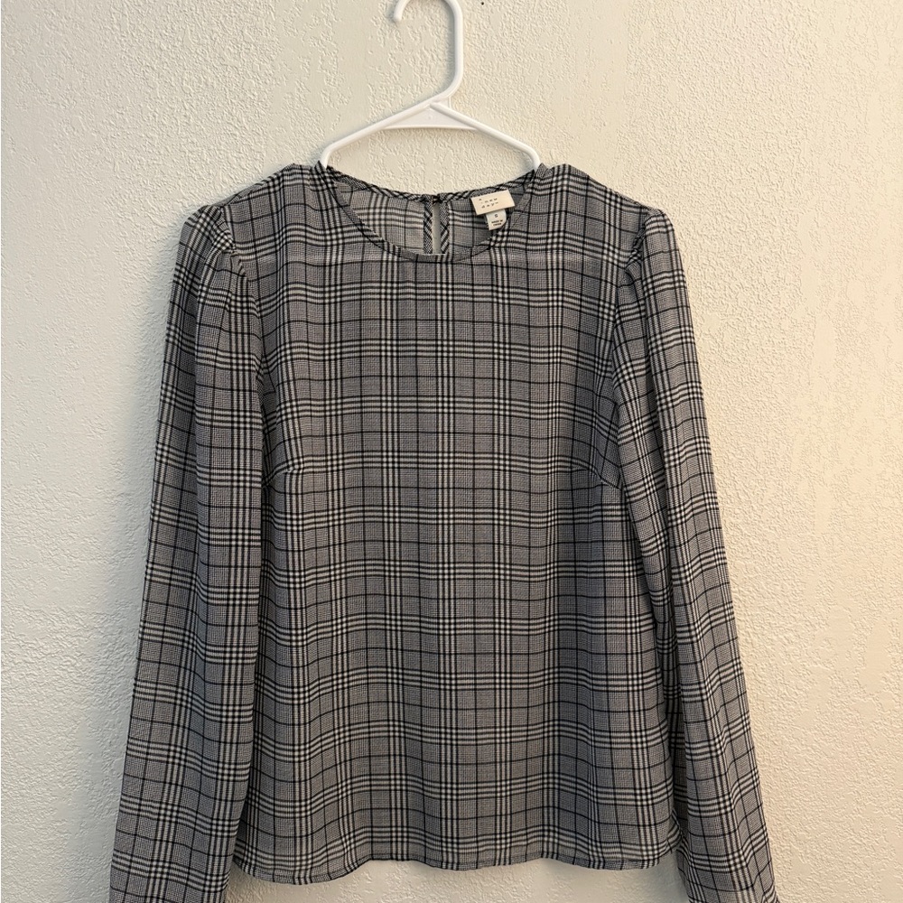 A New Day Black and White Plaid Blouse